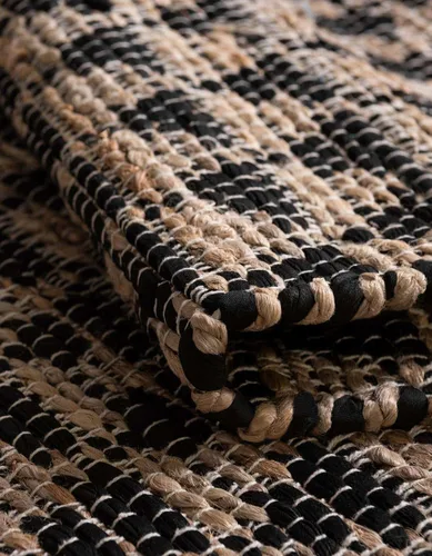 Miniatura 5 de Unique Loom Chindi Jute Collection - Alfombra de área (camino de mesa de 1 pies 2 pulgadas x 8 pies, negro/natural)