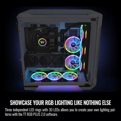 Miniatura 6 de Thermaltake SWAFAN - Ventilador de radiador RGB 12 TT Premium Edition, paquete de 3, diseño de hoja de ventilador intercambiable, dirección de flujo