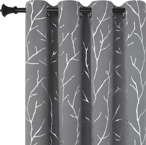 Miniatura 68 de BUHUA - Cortinas opacas blancas, cortinas plateadas, juego de 2 paneles de cortinas con ojales para dormitorio, elegante tratamiento de ventana