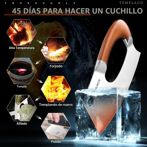 Miniatura 4 de ROCOCO Cuchillo de carnicería para carne Cuchillo único que ahorra esfuerzo Cuchillo de cocina profesional Cuchillos de chef de acero inoxidable