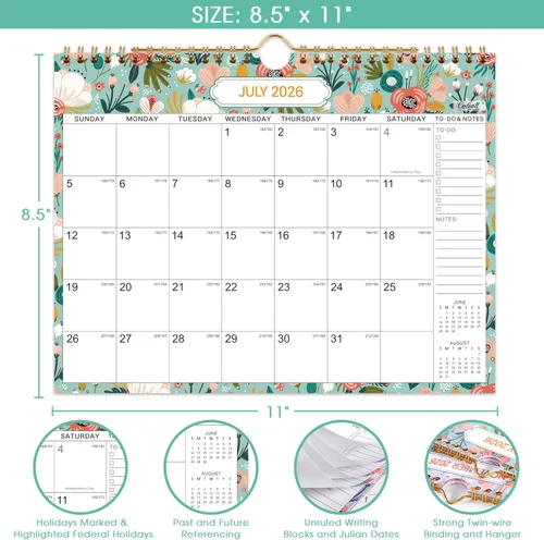 Miniatura 3 de Calendario de pared 2026-2027, calendario 2026-2027 de julio de 2026 a diciembre de 2027, calendarios de pared de 8.5 x 11 pulgadas con fechas
