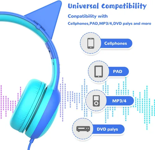 Miniatura 7 de E61V - Auriculares con cable con diseño de orejas de gato