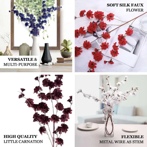Miniatura 4 de Efavormart - 2 ramas – 42 pulgadas en aerosol de flores de clavel burdeos, ramo de flores de seda – perfecto para mesa, banquete, ceremonias