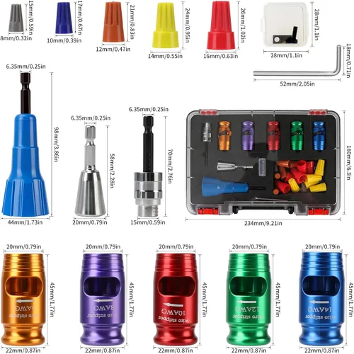 Miniatura 5 de Herramienta profesional pelacables para taladro, construcción duradera totalmente metálica para cables de 6 a 14 AWG, pelado rápido y fácil