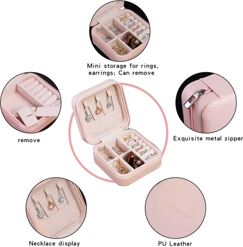 Miniatura 2 de onlyamazing Organizador de viaje de joyería, estuche portátil para joyas para collares, aretes, anillos, colgantes, caja de almacenamiento
