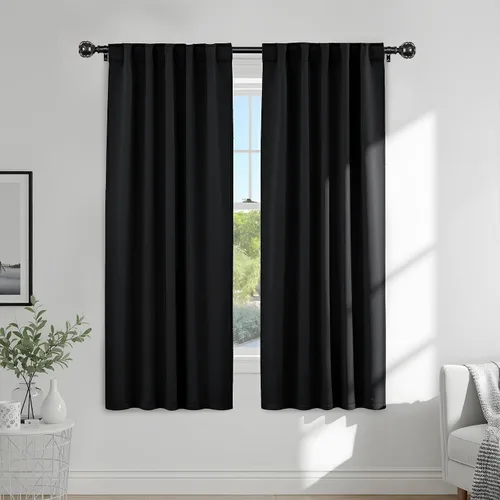 Miniatura 110 de PONY DANCE Cortinas cortas con aislamiento térmico para ventana pequeña, para guardería, baño, cocina, lavandería, caravana, sótano, 29 pulgadas