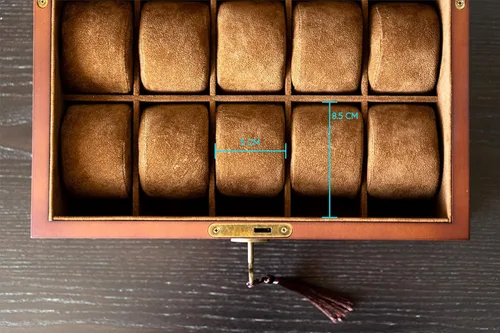 Miniatura 5 de Estuche de almacenamiento de relojes de Caddy Bay, estilo retro, de madera y cristal, ventana transparente, puede guardar más de 10 relojes