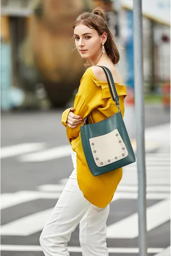 Miniatura 2 de BROMEN - Bolsa de mano de cuero para mujer, bolsa de hombro, bolsa bandolera