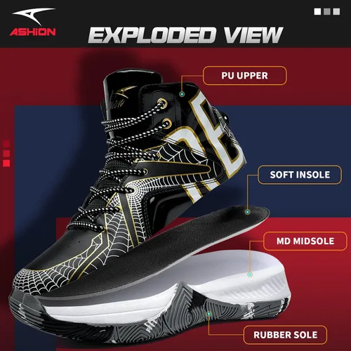 Miniatura 2 de ASHION Zapatos de baloncesto unisex para niños y niñas, tenis de caña alta, transpirables, con amortiguación al aire libre, zapatos deportivos