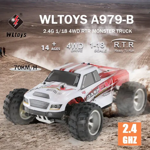 Miniatura 2 de GoolRC WLtoys A979-B RC Car 2.4G 1/18 escala 4WD 70KM/h eléctrico de alta velocidad RTR Monster Truck
