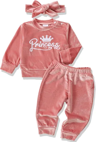 Renotemy Conjunto de ropa para bebé recién nacida, para otoño e invierno, manga larga, pantalones, lindo conjunto de ropa para bebé niña