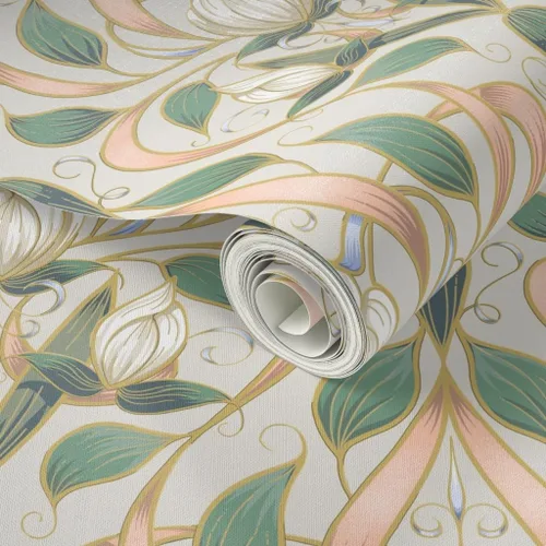 Miniatura 2 de Papel tapiz para despegar y pegar, diseño Art Nouveau Blossom Floral Nature Blossoms Elegante papel pintado extraíble personalizado por Spoonflower