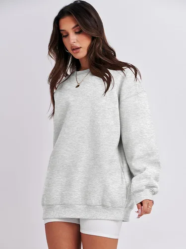 Miniatura 3 de ANRABESS Sudadera de gran tamaño para mujer, con cuello redondo, estilo Y2K, sudadera con capucha de forro polar, cómoda, camiseta informal, ropa