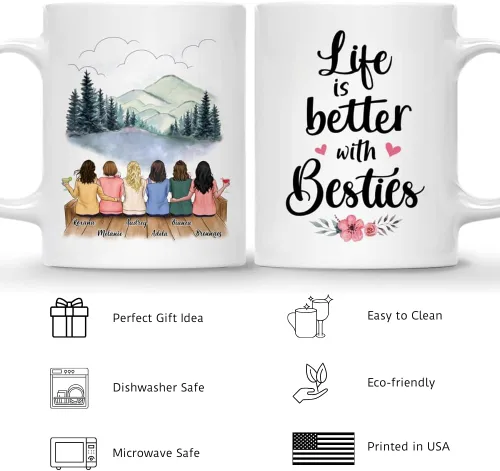 Miniatura 4 de Gossby Taza de café personalizada para mejor amiga, regalo personalizado para mejor amiga con diseño, nombre, Navidad, cumpleaños, regalo de amistad