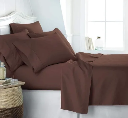 Miniatura 9 de KBC linen Juego de sábanas de lujo de 6 piezas para hotel, 100% algodón, sábana bajera ajustable de 21 a 24 pulgadas, sin arrugas, juego de ropa