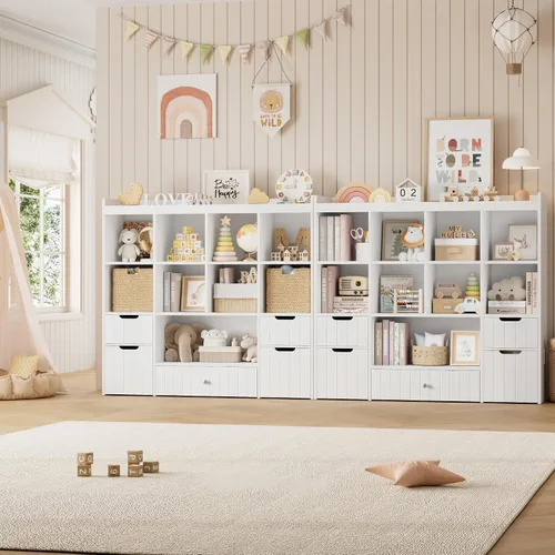 Miniatura 5 de HORSTORS Organizador de almacenamiento de juguetes para niños de 48 pulgadas de ancho, baúl grande de almacenamiento de juguetes con contenedores