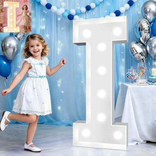 Miniatura 32 de Pooqla Letras de marquesina iluminadas de 3 pies, letras de marquesina con luz LED blanca fría y blanca cálida, letras de mosaico gigante para Letra