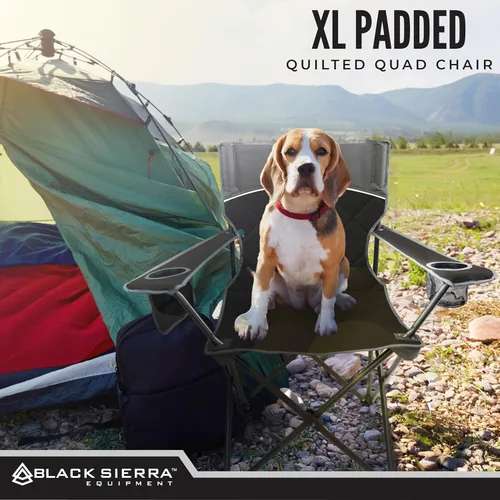 Miniatura 2 de Black Sierra - Silla de camping acolchada acolchada, asiento de descanso de gran tamaño resistente para exteriores soporta 300 libras, portátil
