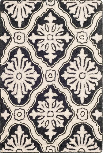 Miniatura 10 de SAFAVIEH Easy Care Collection EZC122B - Alfombra decorativa de enrejado con gancho a mano, 2 x 3 pies, color crema
