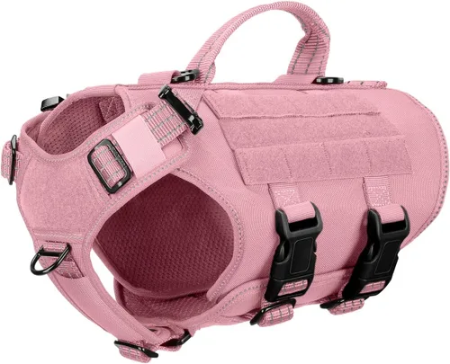 Miniatura 18 de ICEFANG - Arnés táctico para perro con 6 hebillas, chaleco con sistema molle con asa para perro, 3/4 del cuerpo, panel con velcro para parche