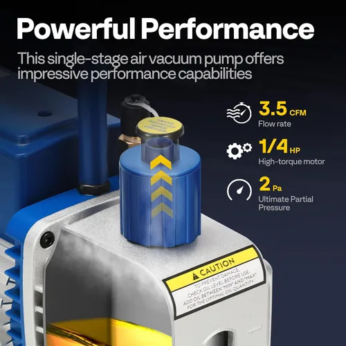 VIVOHOME Bomba de vacío HVAC de una sola etapa de 1/4 HP 3.5 CFM 110V con máquina portátil de recuperación de refrigerante VIVOHOME R1234yf R32 3/4
