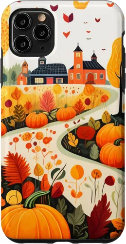 Miniatura 13 de iPhone 12 mini hojas otoño calabaza patrón otoño color hojas caso