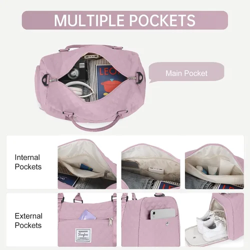 Miniatura 5 de Bolsa de viaje de fin de semana para mujeres y hombres, bolsa de transporte para la noche, bolsa de hospital, bolsa de gimnasio con compartimento