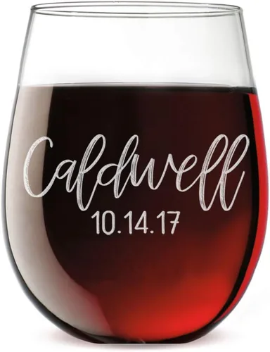 Miniatura 14 de Copa de vino personalizada sin tallo, grabada para el Día de la Madre, monograma circular, copa de vino personalizada para mamá, copas de vino