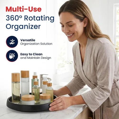 Miniatura 6 de Oizeir Lazy Susan de 10 pulgadas (juego de 4) – Plataforma giratoria antideslizante para gabinete para maximizar el almacenamiento y simplificar