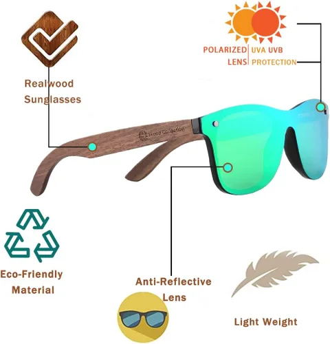 Miniatura 2 de Lentes de sol de bambú hechos a mano con cristales polarizados para hombres y mujeres