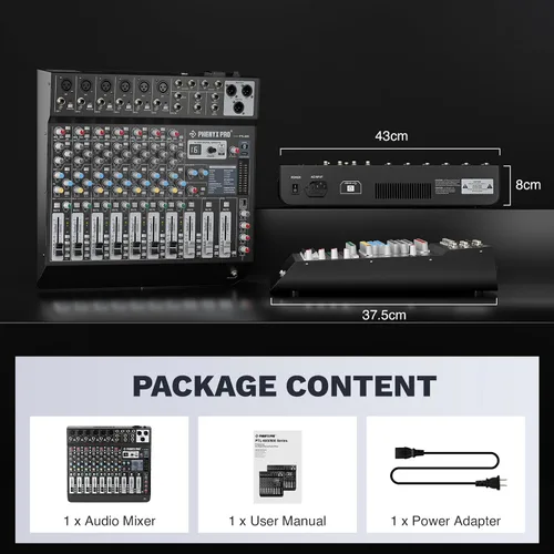 Miniatura 6 de Mezclador de audio profesional de 8 canales, tablero mezclador de sonido Phenyx Pro DJ con auxiliar flexible, bus y sub enrutamiento, 16 DSP