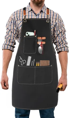 Delantal de herramientas multifuncional para hombre, delantal de lona con múltiples bolsillos, soldadura, delantal de trabajo de carpintería,