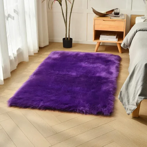 Miniatura 56 de duduta - Alfombra de pelo de oveja sintética verde esmeralda de 2 x 3 pies, alfombra esponjosa lavable para cabecera de cama pequeña, dormitorio