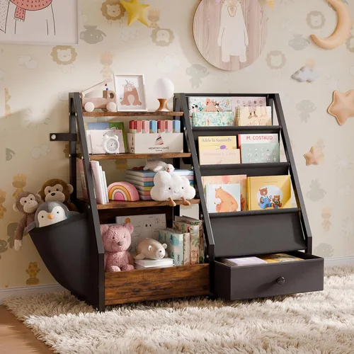Miniatura 7 de HAVLOTII Estantería para niños y almacenamiento de juguetes, estante para libros para habitaciones de niños, estantería para bebés para guardería
