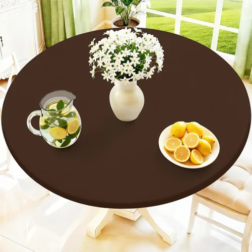 Miniatura 32 de Moosfor Mantel redondo de elastano, elástico ajustable impermeable para mesas de 18 a 24 pulgadas, mantel de picnic elástico lavable para Azul