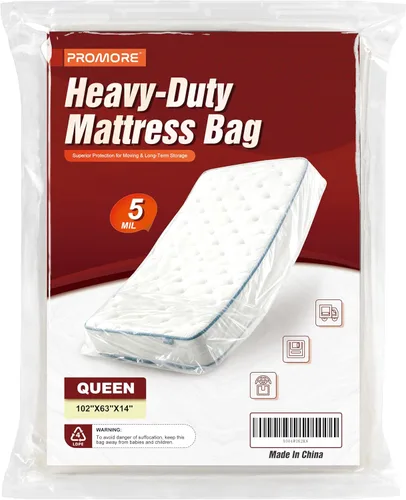 Miniatura 19 de Bolsa de colchón de plástico para mudanza o almacenamiento, tamaño individual/individual XL (1.5 mil), fundas protectoras de colchón impermeables