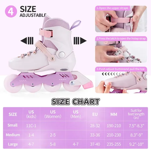 Miniatura 2 de SWAY Patines en línea ajustables para niños, adolescentes y adultos, ruedas iluminadas de alto rendimiento, patines en línea ideales para niños