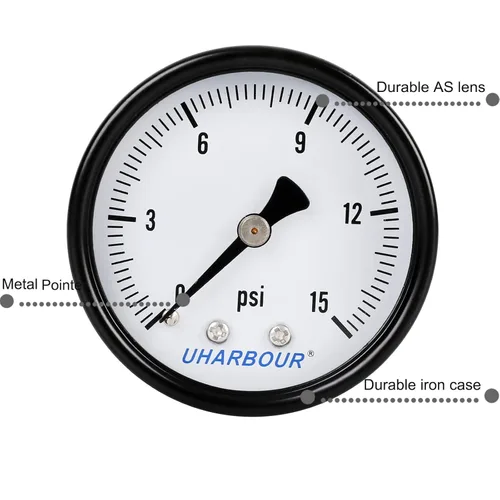 Miniatura 4 de Manómetro de presión de agua para gas y agua (15 psi) escala única con conexión trasera NPT de 1/4