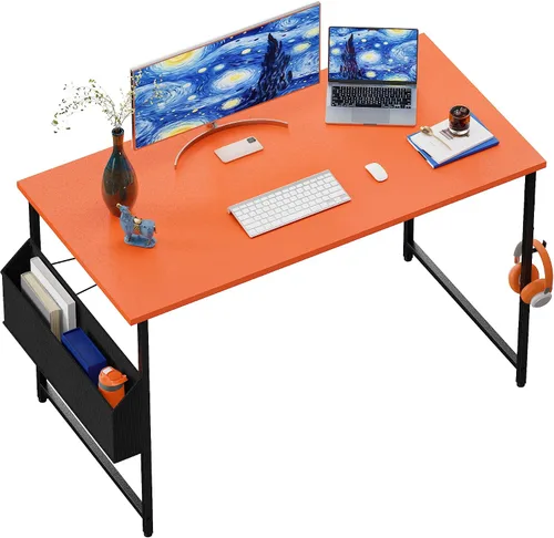 Miniatura 22 de Pamray Escritorio de computadora de 23 pulgadas para espacios pequeños, escritorio de trabajo de oficina en casa con gancho para auriculares