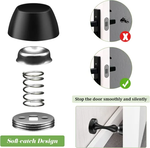 Miniatura 3 de Topes magnéticos para puerta, topes de puerta negros para la parte inferior de la puerta, montaje en pared, protector de pared magnético resistente