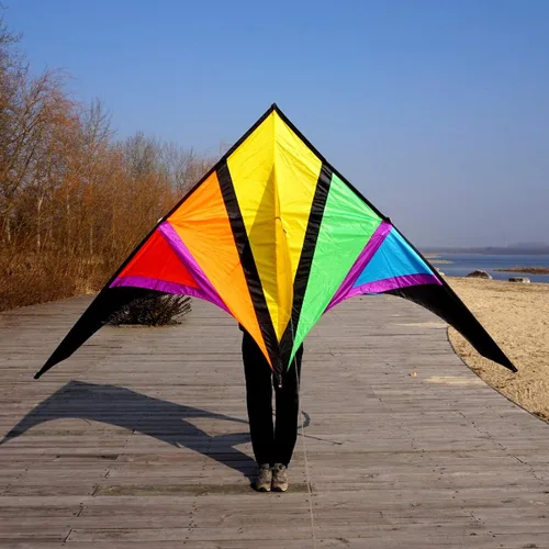 Miniatura 6 de besra 110 inch arco iris Delta Cometa con Windsock & 10 m larga cola para niños y adultos divertido Deportes al aire última intervensión para playa