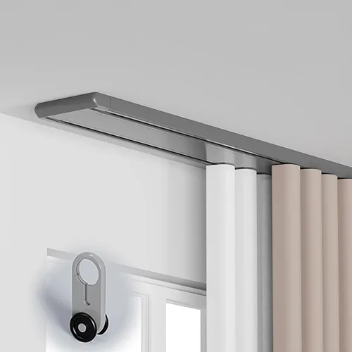 Miniatura 8 de Cortina de techo para cortinas, sistema de riel de cortina deslizante silencioso de doble fila para divisor de habitaciones, rieles de cortinas