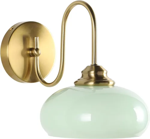 Miniatura 13 de KCO Iluminación de mediados de siglo moderna lámpara de noche montada en la pared latón dorado aplique de pared globo de vidrio tocador lámpara