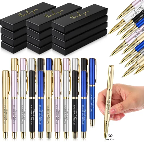 Miniatura 12 de PerKoop Juego de 30 Bolígrafos de Agradecimiento para Apreciación de Empleados con Citas Inspiradoras Grabadas con Caja para Acción de Gracias
