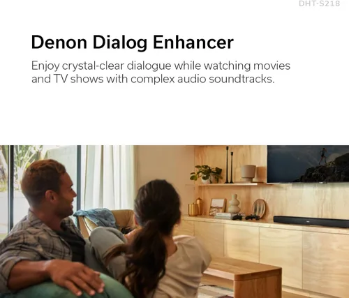 Miniatura 6 de Denon Barra de sonido DHT-S218 para Smart TV (Negro), 2.1 canales, audio 3D con Dolby Atmos, 2 subwoofers integrados, doble rango medio y tweeters
