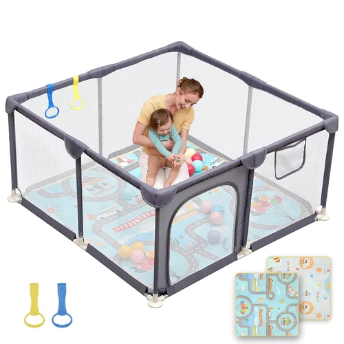 Miniatura 29 de Dripex Corralito para bebés, corralito pequeño de 47×47 pulgadas para bebés, corralito de juegos para bebés con mayor seguridad
