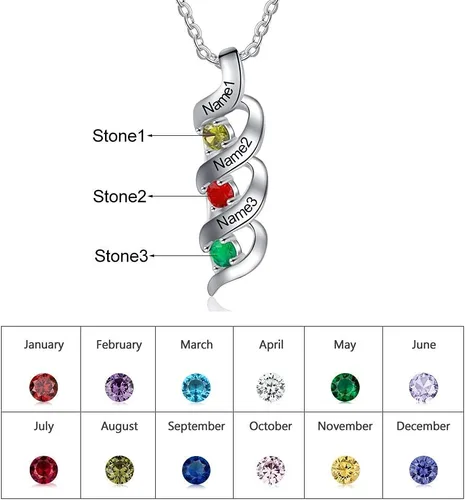 Miniatura 11 de Gemszoo Personalized Twisted Name Necklace with Simulated Birthstones Mother Daughter Pendant Gifts for Women Mom Grandma