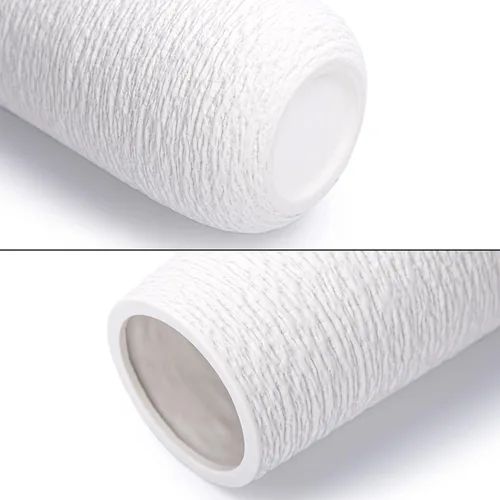 Miniatura 2 de D'vine Dev VS-TW-10T - Jarrón moderno de cerámica blanca de 10 pulgadas, ovalado, texturizado con caja de diseño empaquetada, VS-TW-10T Blanco