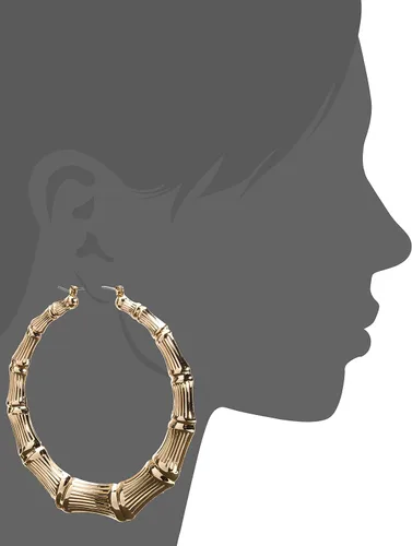Miniatura 3 de Guess Pendientes de aro de bambú para mujer, color dorado, talla única, Metal