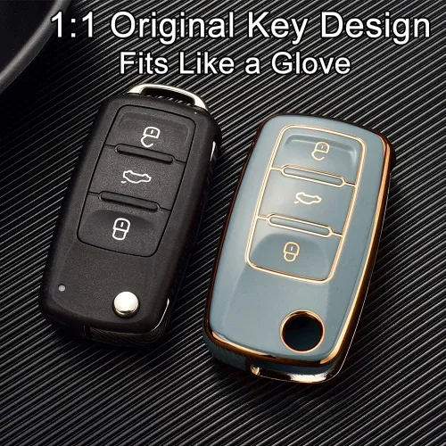 Miniatura 4 de Funda para llavero VW, funda de protección completa de TPU suave premium para VW Jetta Golf Polo MK6 Passat Tiguan Beetle, Negro
